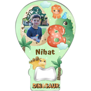Yumurta Çerçeve ile 8 Yaş Dinazor Temalı Balon Ahşap Magnet 