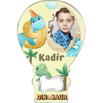 Yumurta Çerçeve ile 9 Yaş Dinazor Temalı Balon Ahşap Magnet 