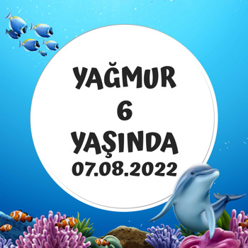 Yunus ile Okyanus Temalı Kare Doğum Günü Parti Afiş