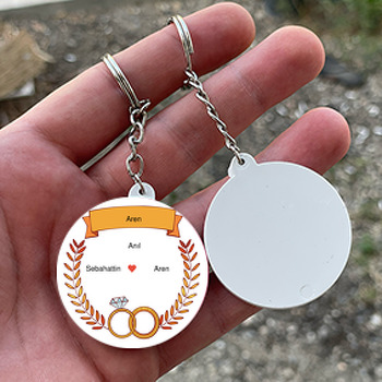 Yüzük Temalı Söz Nişan Nikah Daire Plastik Anahtarlık