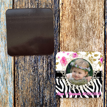 Zebra ve Çiçek Temalı Doğum Günü Magnet
