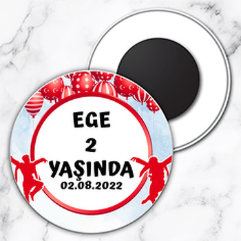 Zeybek Efe Temalı Daire Plastik Doğum Günü Magnet