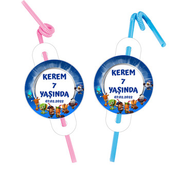 Zooba Temalı Pipet ve Kartı Etiket
