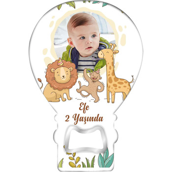 Zürafa Aslan Maymun Parti Temalı Balon Ahşap Magnet 