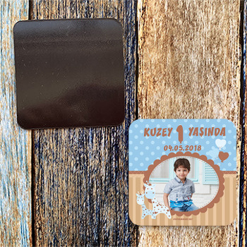 Zürafa Temalı 1 Yaş Doğum Günü Magnet